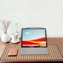 Dark Brown Plaid Pattern Desk mat