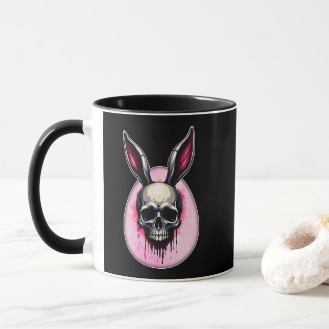 Dark Bunny Skull – Gothic Style - caneca Mugg (Med munk)