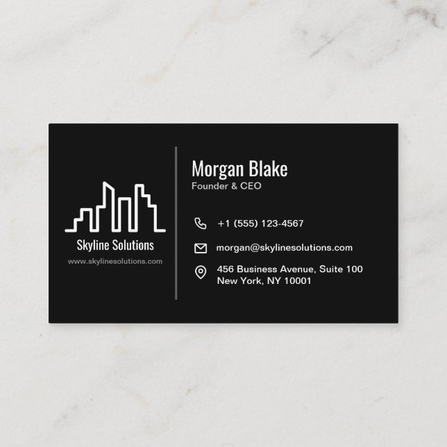 Dark Business Card with White Minimalist Design Visitkort (Baksida)