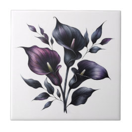 Dark Calla Lilies Gothic Kakelplatta