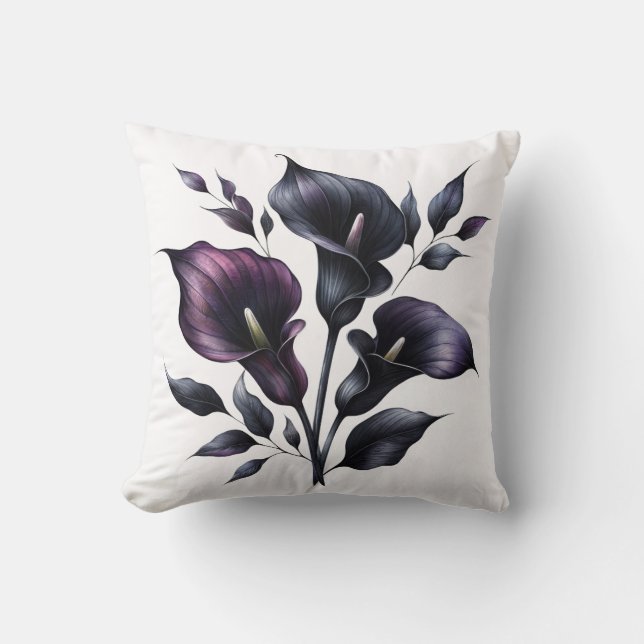 Dark Calla Lily Throw Pillow Kudde (Framsida)
