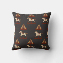 Dark Carousel Horse Pattern Throw Pillow Kudde