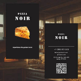 Dark Charcoal Pizza Restaurant Golden Cheese Shop Visitkort