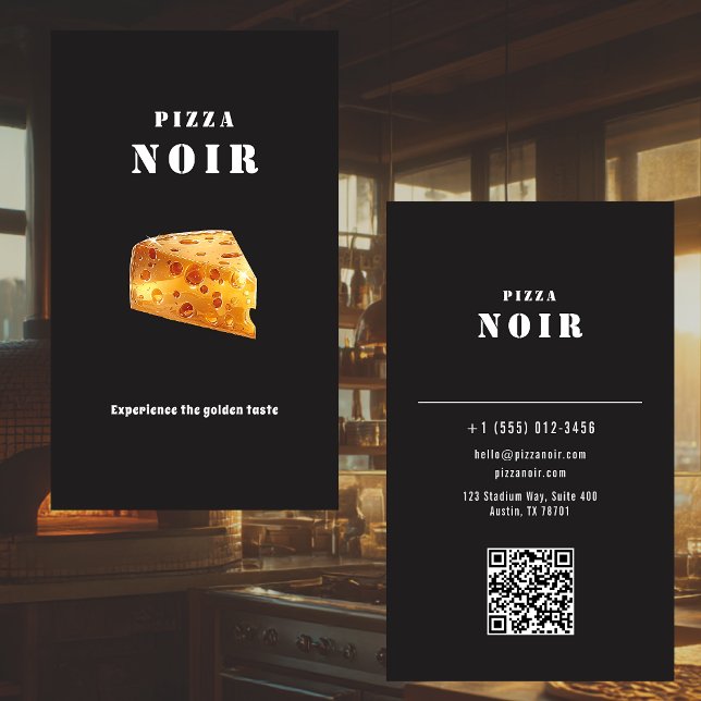 Dark Charcoal Pizza Restaurant Golden Cheese Shop Visitkort (Skapare uppladdad)