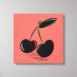 Dark Cherries – Minimal Graphic Art Canvastryck