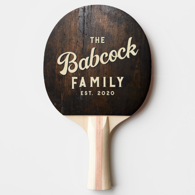 Dark Chopping Block Retro Family Name & Year Pingisracket (Framsidan)