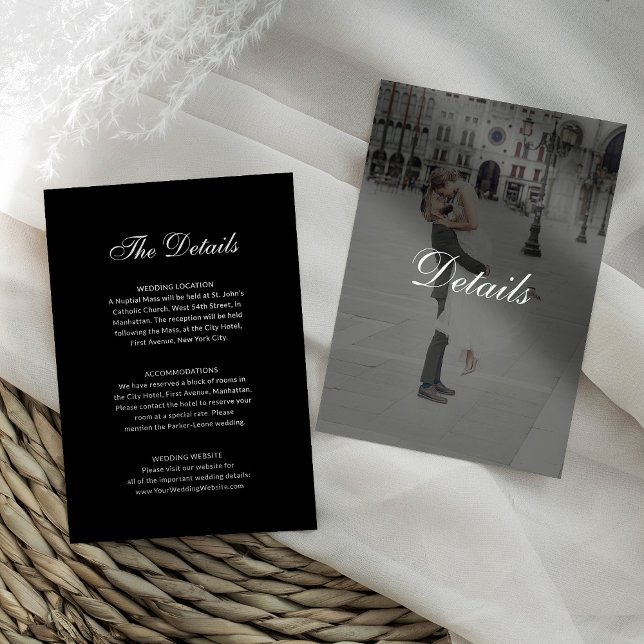 Dark Classic Photo Overlay | Black Wedding Details Tilläggskort (Skapare uppladdad)