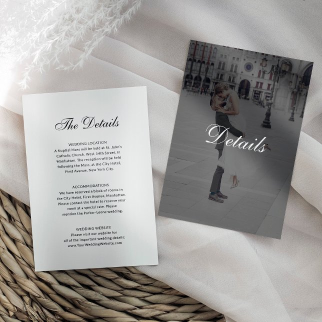 Dark Classic Photo Overlay | Wedding Guest Details Tilläggskort (Skapare uppladdad)