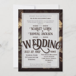 Dark Classic Retro Elegant Luxury Wedding Inbjudningar