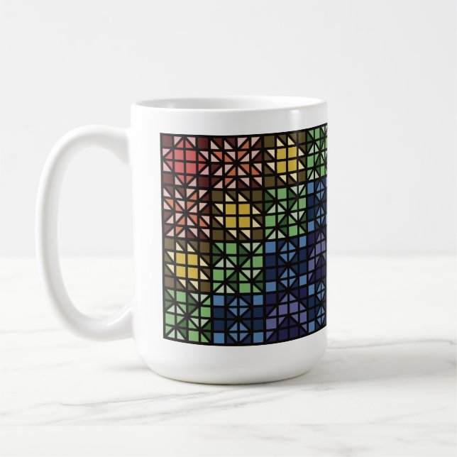 Dark Colourful Quilt Blocks Coffee Mug Kaffemugg (Vänster)