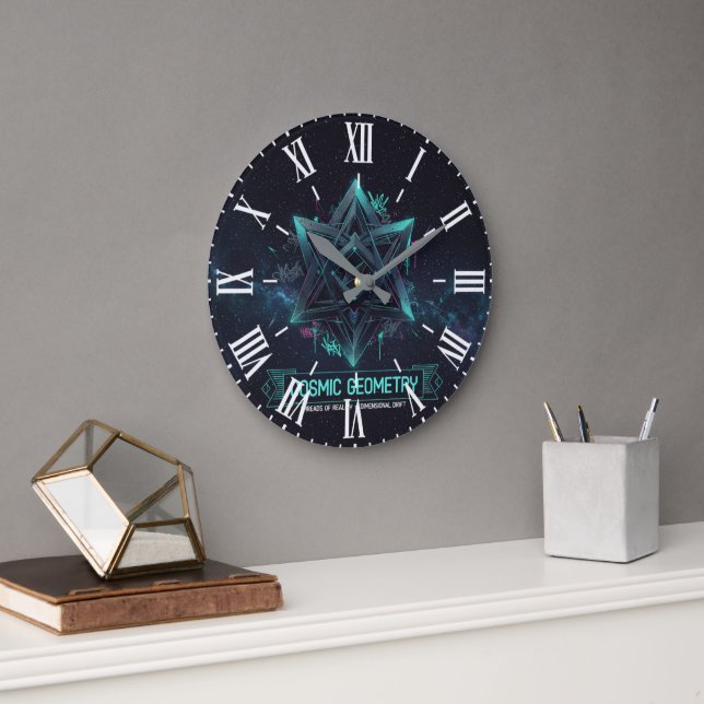 Dark Cosmic Geometry Galactic Space Roman Wall Clo Stor Klocka (Kontor)