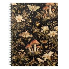 Dark Cottagecore Botanical Pattern Fabric - Vintag Anteckningsbok