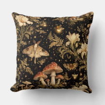 Dark Cottagecore Botanical Pattern Fabric - Vintag