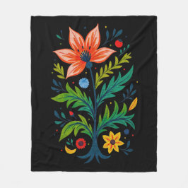 Dark Cottagecore Moody Boho Folk Art Floral Tree Fleecefilt