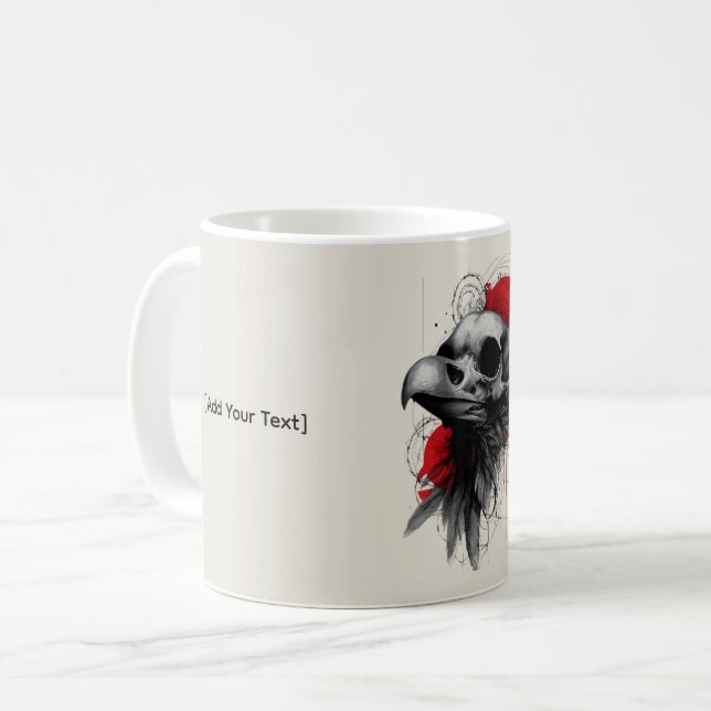 Dark Crow Skull Gothic Grunge Art Mug Kaffemugg (Framsida vänster)