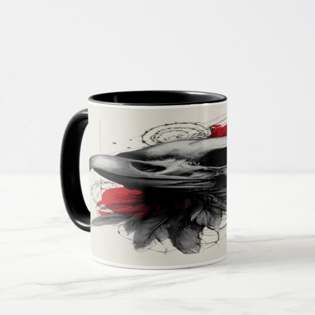 Dark Crow Skull Gothic Grunge Art Mug Mugg (Framsida vänster)