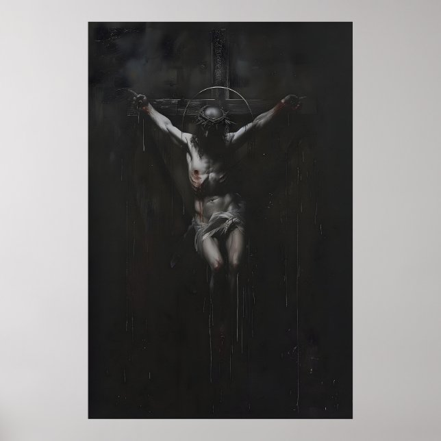 Dark Crucifixion Art Print Gothic Religious  Poster (Framsidan)
