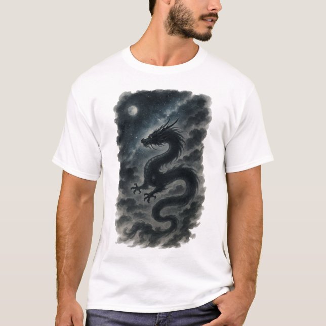 【Dark Dragon Japanese Ink Art Men’s T-Shirt】 T Shirt (Framsida)