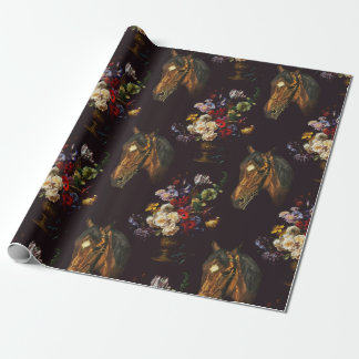 Dark Elegant Vintage Horse Floral Presentpapper