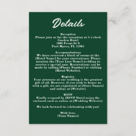 Dark Emerald Green Moody Jewel Wedding Details Tilläggskort
