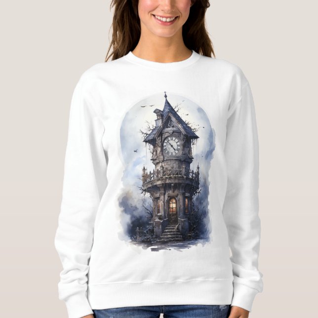 Dark Enchanted Castle Halloween Illustration T Shirt (Framsida)