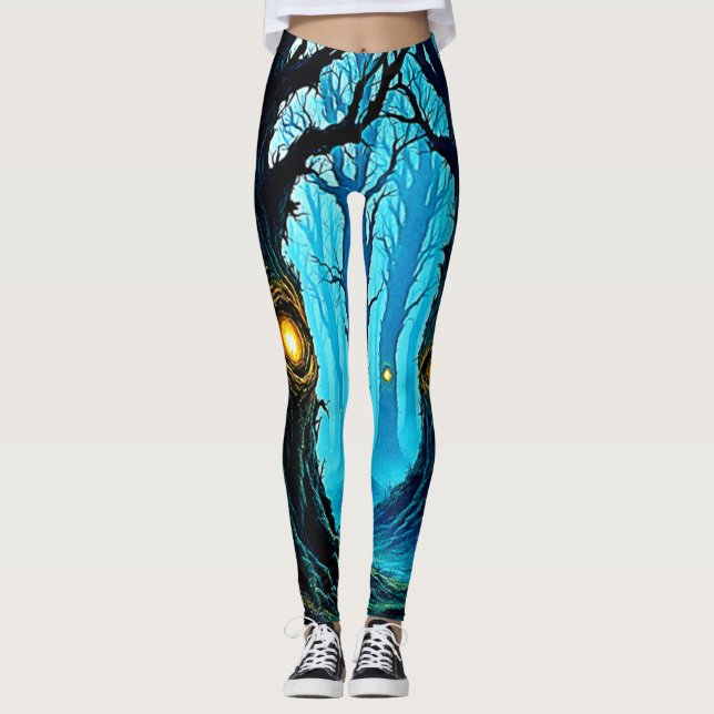 Dark Fantasy Eyeball Forest Design Leggings (Framsida)