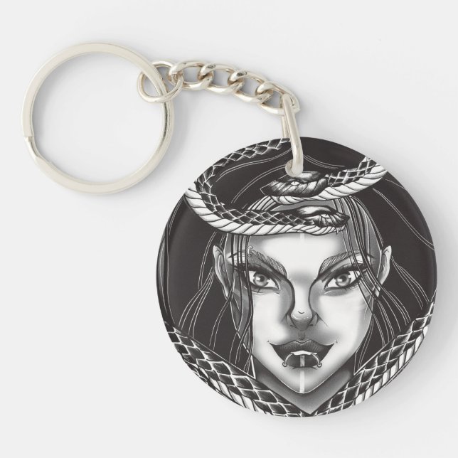 Dark Fantasy Gorgon Snake Woman Keychain (Framsidan)