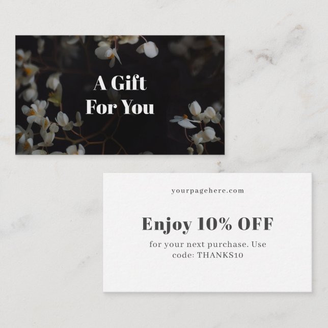 Dark floral aesthetic rabattkort (Fram/baksida)