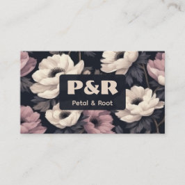 Dark Floral Anemone Florist Business Card Visitkort