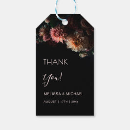 Dark Floral Chrysanthemum Wedding Thank You Presentetikett