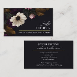 Dark Floral event wedding planner Visitkort