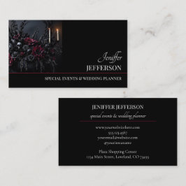 Dark Floral event wedding planner Visitkort