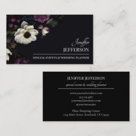 Dark Floral event wedding planner Visitkort