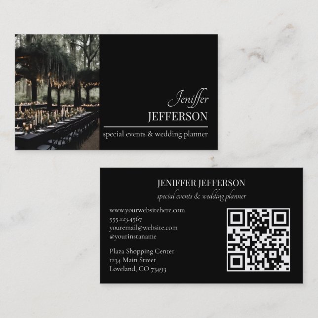 Dark Floral event wedding planner Visitkort (Fram/baksida)