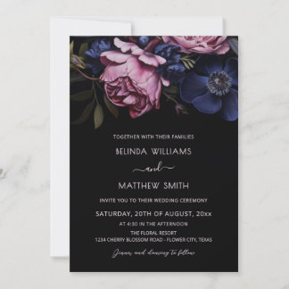 Dark Floral Moody | Photo Wedding Inbjudningar
