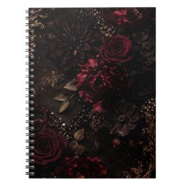Dark Floral Notebook – Moody Luxury Vintage Anteckningsbok