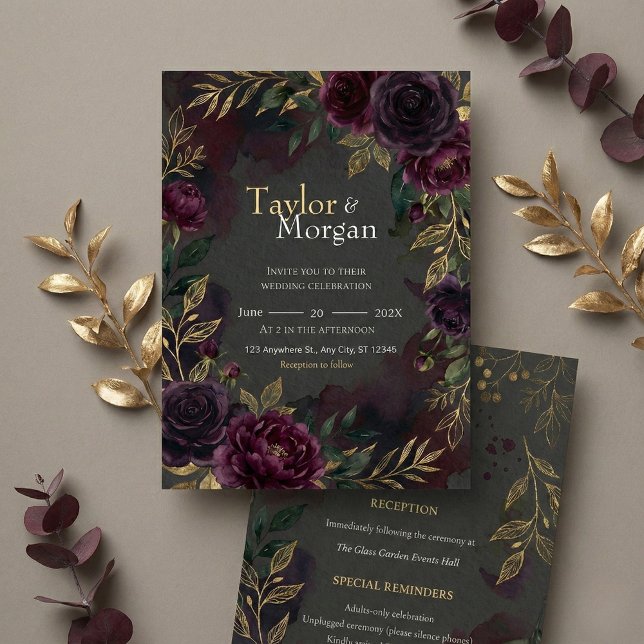 Dark-floral Wedding Invitation Inbjudningar (Skapare uppladdad)