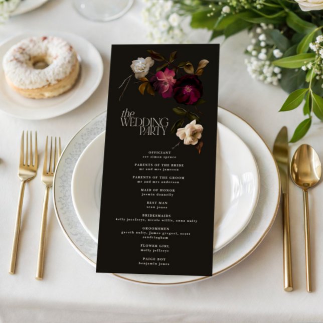 Dark Floral Wedding Program Elegant Burgundy (Skapare uppladdad)