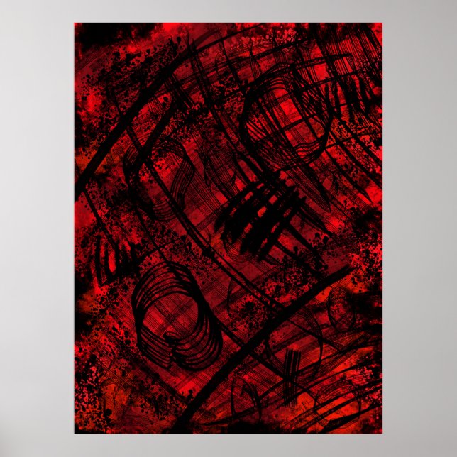 Dark Gothic Abstract Wall Art Red and Black Poster (Framsidan)