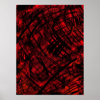 Dark Gothic Abstract Wall Art Red and Black Poster