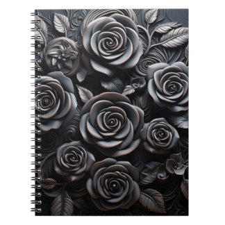 Dark Gothic Boho Black Roses Floral Anteckningsbok