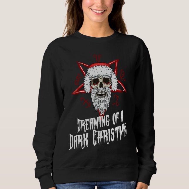 Dark Gothic Christmas Krampus Santa Devil Worshipe T Shirt (Framsida)