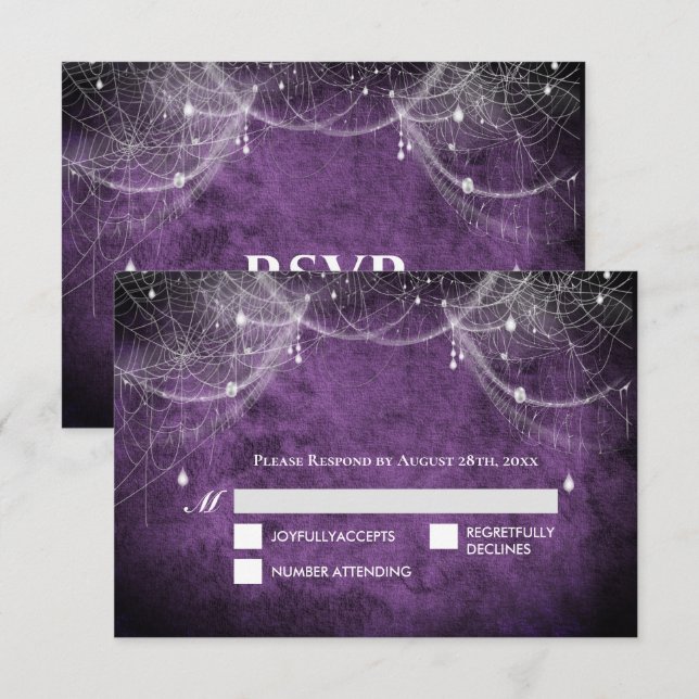Dark Gothic Halloween Wedding RSVP Card OSA Kort (Fram/baksida)