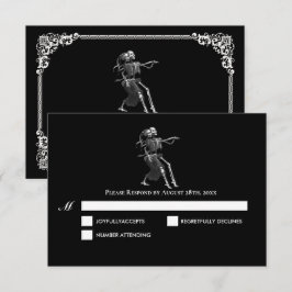 Dark Gothic Halloween Wedding RSVP Card OSA Kort