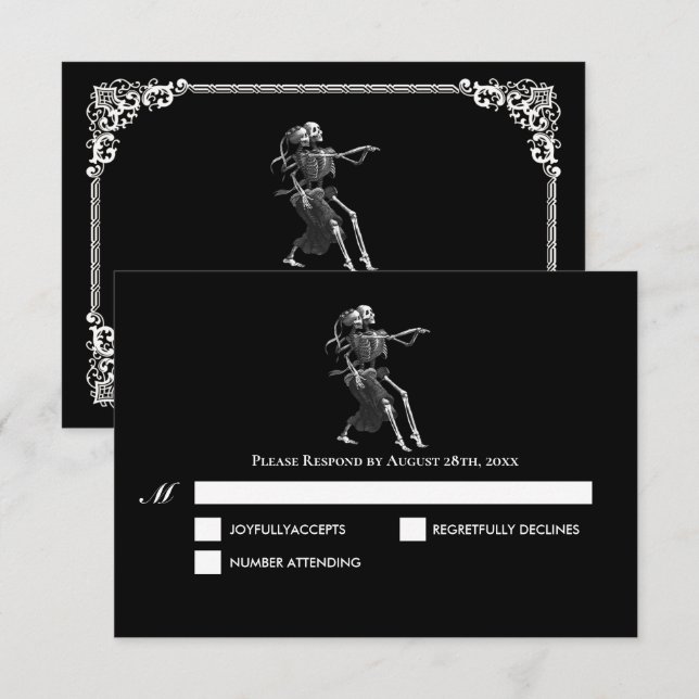 Dark Gothic Halloween Wedding RSVP Card OSA Kort (Fram/baksida)