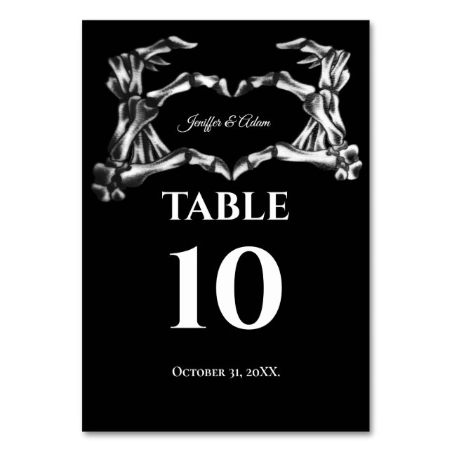 Dark Gothic Halloween Wedding Table number Bordsnummer (Framsidan)