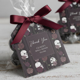 Dark Gothic Skull & Rose Wedding Thank You Gåvor Etiketter
