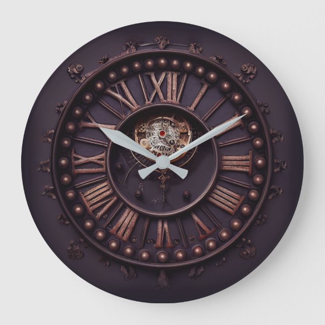Dark Gothic Steampunk Clock With Roman Numbers Stor Klocka (Framsida)