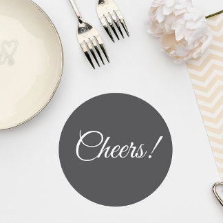 Dark Gray Wedding Cocktail Coaster Underlägg Papper Rund