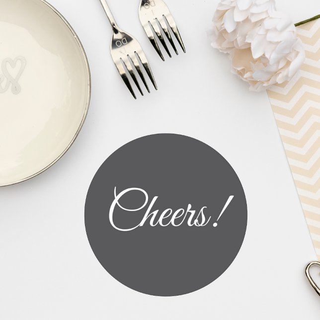 Dark Gray Wedding Cocktail Coaster Underlägg Papper Rund (Skapare uppladdad)